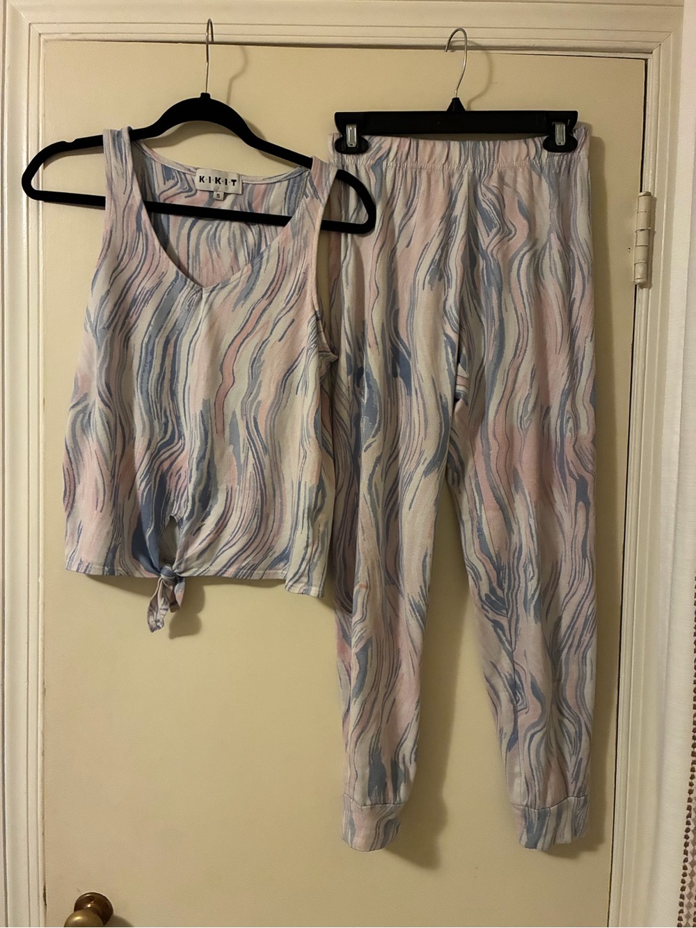 Pastel Swirl Kikit Loungewear Set - Pink & Blue